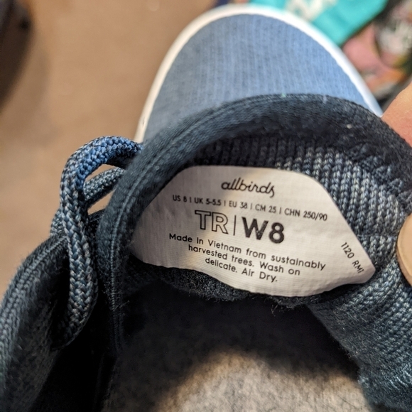 Women's Allbirds Tree Runners Sneaker Shoes Size W8 Navy White Sole Everyday - Picture 3 of 11